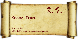 Krecz Irma névjegykártya